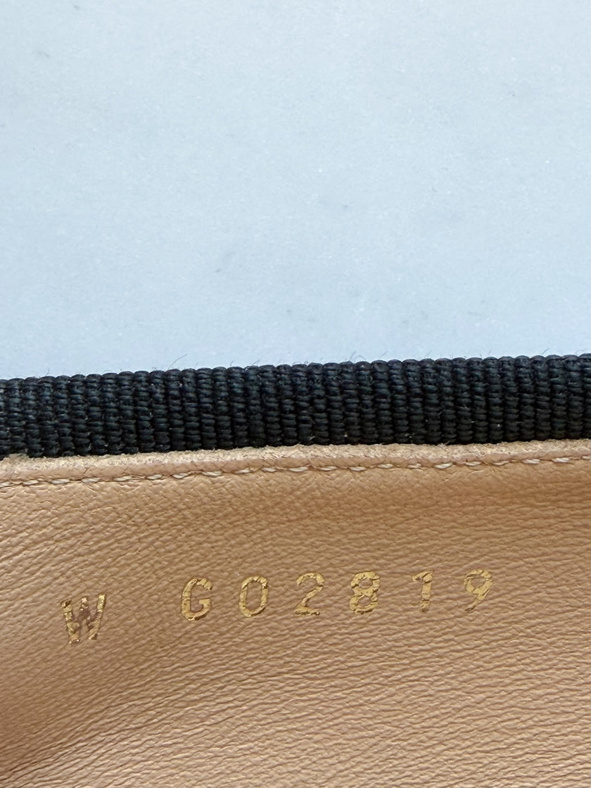 Chanel Black Leather Patent Cap Toe CC Ballet Flats (36.5)
