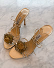 Jimmy Choo Gold Rose Floral Lace-Up Heels (42)