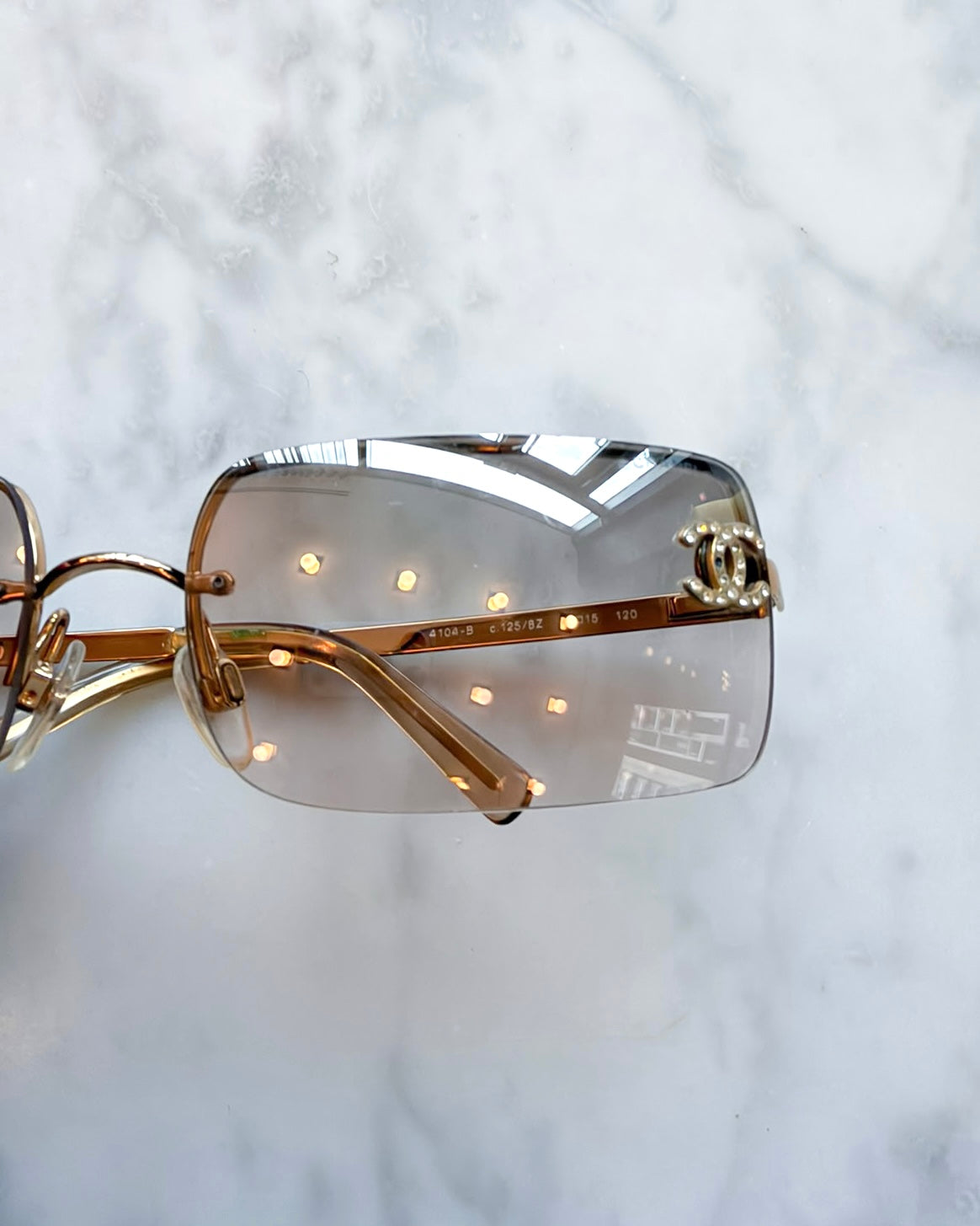 Chanel Rimless Crystal Embellished Sunglasses with Gold Hardware