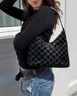 Gucci Tom Ford Era GG Monogram Suede Hobo Shoulder Bag