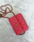 Chanel Coral Pink Quilted Lambskin CC Coco Ball Chain Bag