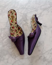 Prada 2000s Purple Satin Rose Print Mule Heels (36)