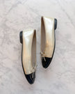 Chanel Metallic Pearl & Black Patent CC Ballet Flats (37.5)