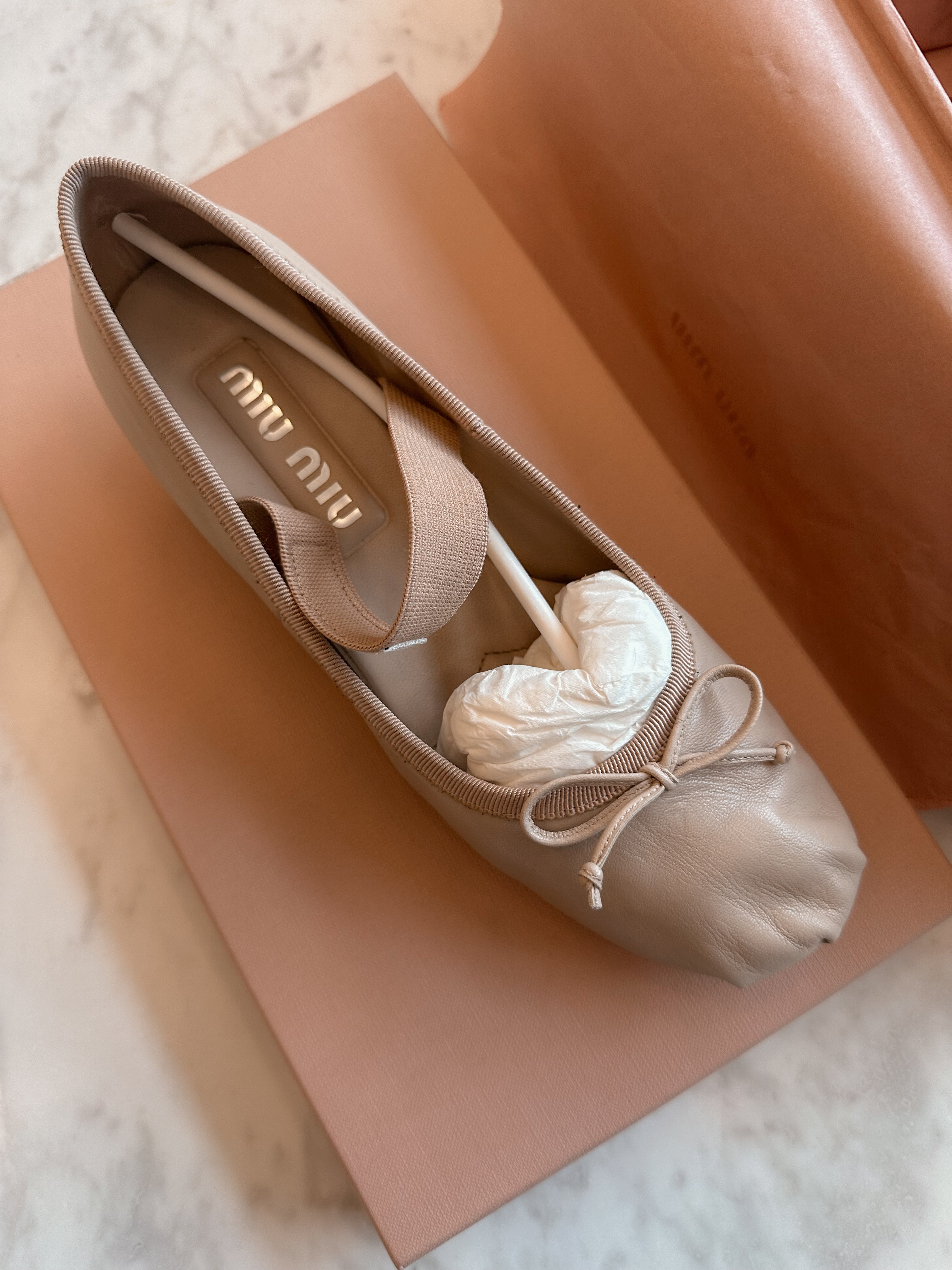 Miu Miu 2025 Blush Leather Ballet Flats (36.5) RRP £820