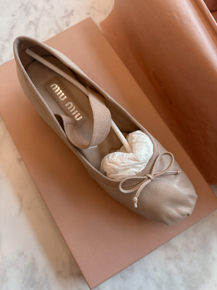 Miu Miu 2025 Blush Leather Ballet Flats (36.5) RRP £820