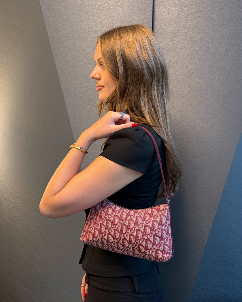 Dior Trotter Monogram Bordeaux Canvas Shoulder Bag