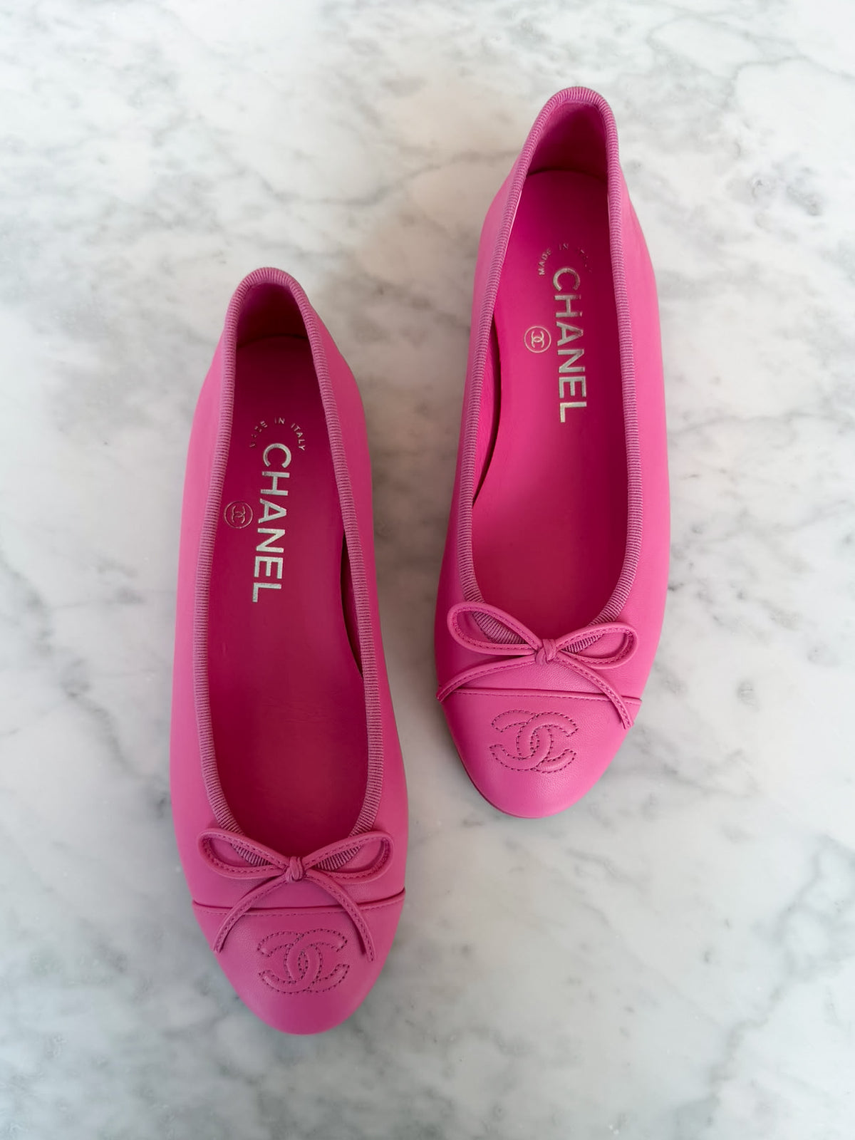 Chanel Bubblegum Pink Leather CC Ballet Flats (35.5) - RARE