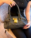 Chloé Paddington Black Navy Leather Handbag with Gold Padlock & Keys