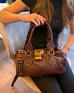 Chloé Paddington Chocolate Brown Bordeaux Leather Handbag with Padlock and Key