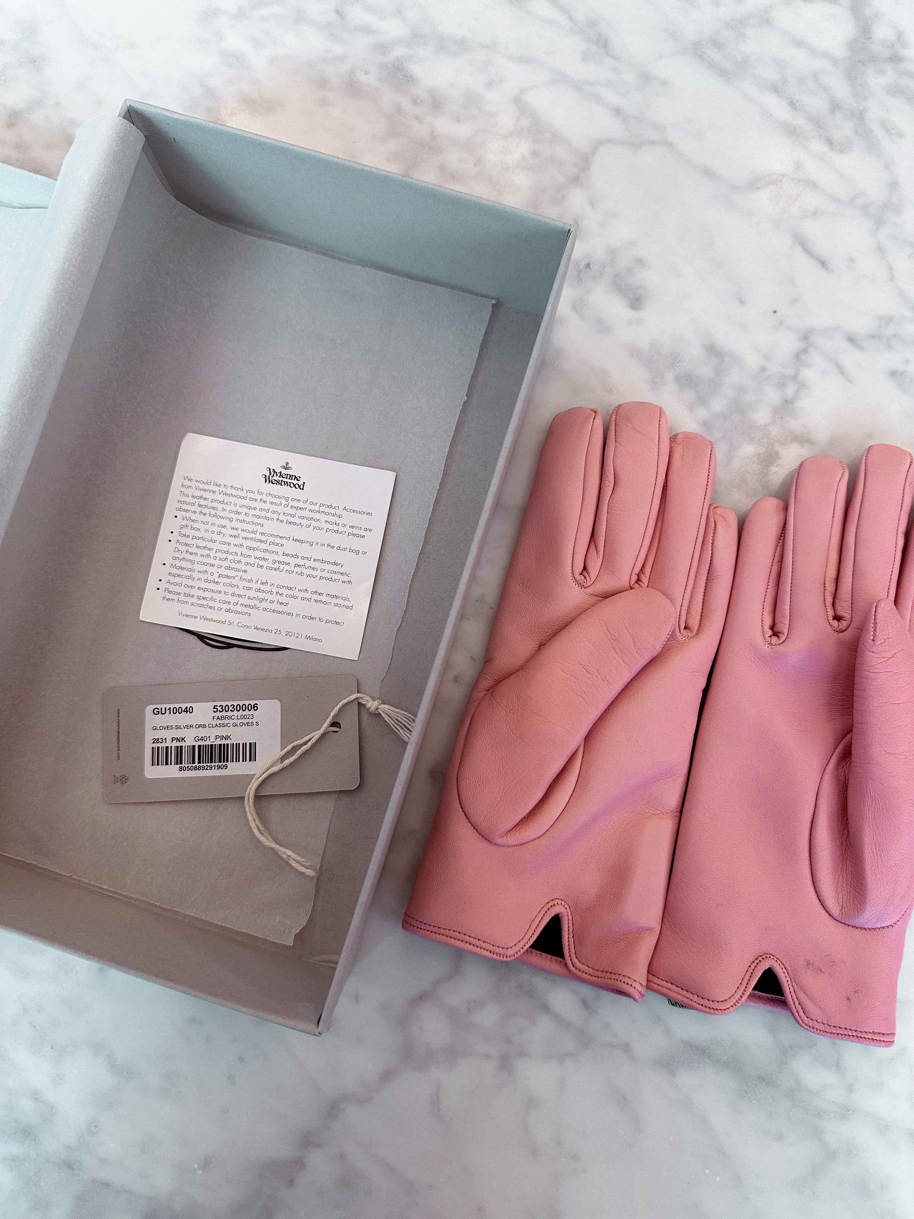 Vivienne Westwood Pink Leather Gloves (Size S)