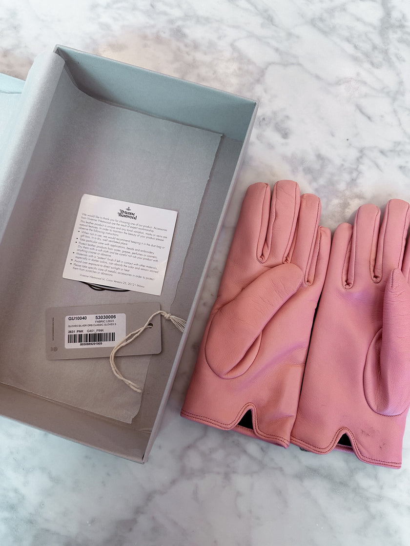 Vivienne Westwood Pink Leather Gloves (Size S)