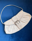 Celine Floral Suede Cream and Silver Shoulder Bag with Buckle