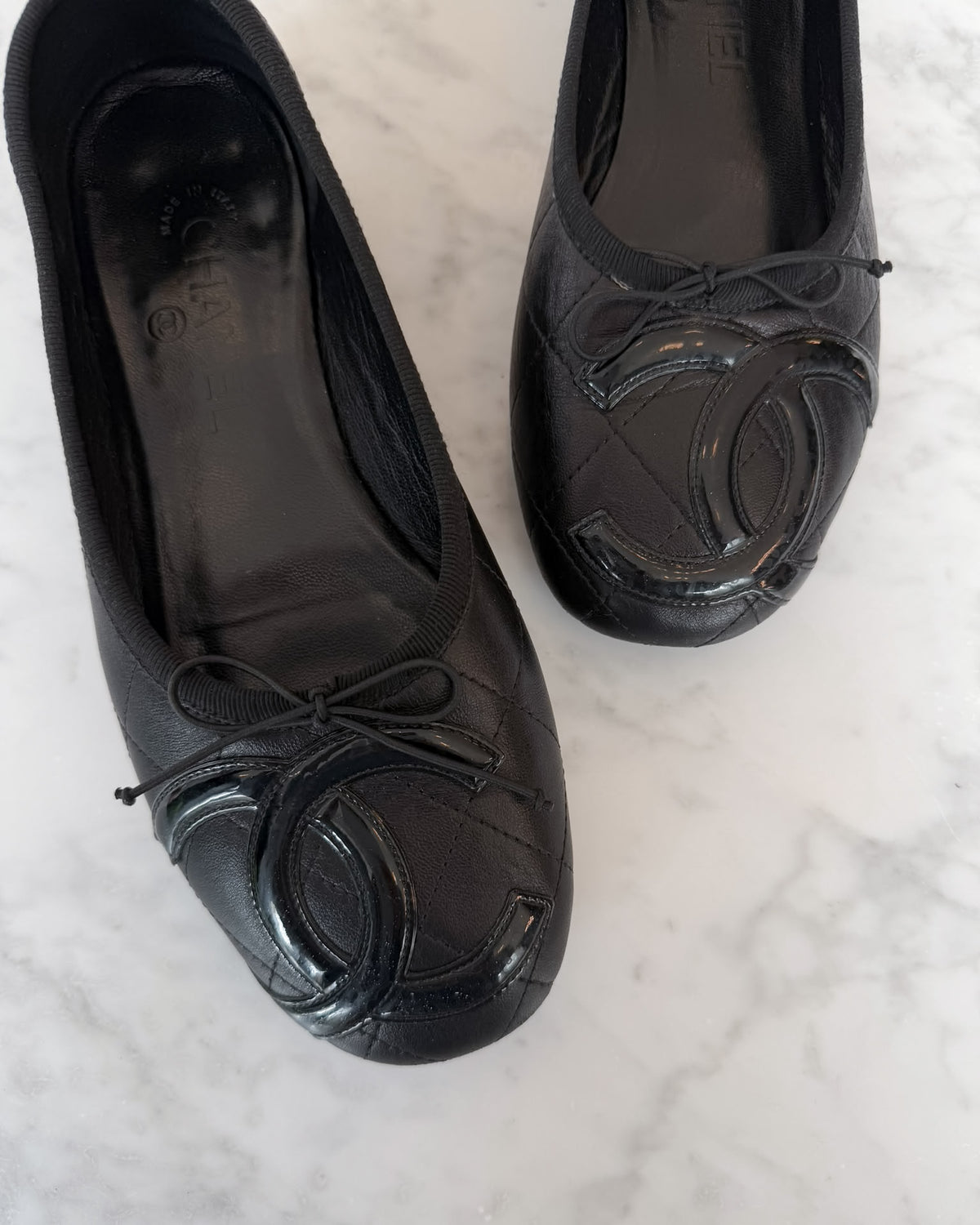 Chanel Cambon Karl Lagerfeld Era Black Ballet Flats (40)