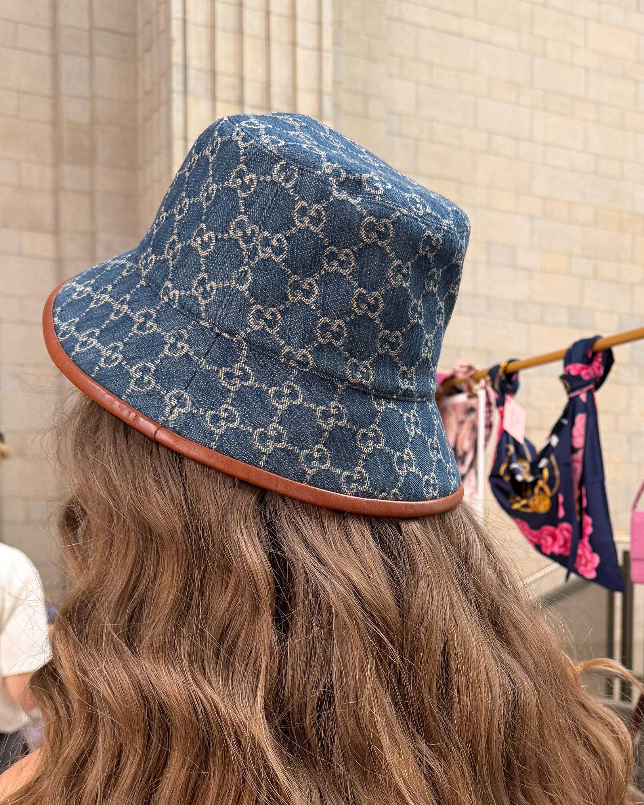 Gucci Denim Monogram Bucket Hat (M)