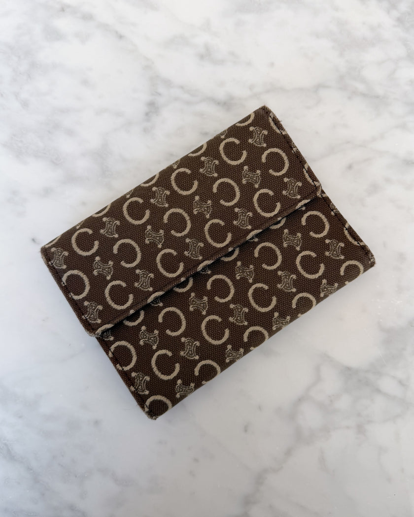 Celine Brown Macadam Monogram Trifold Wallet (Unused)