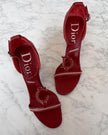 Dior by John Galliano S/S 2005 Red Leather CD Logo Strap Sandal Heels UNWORN (39)