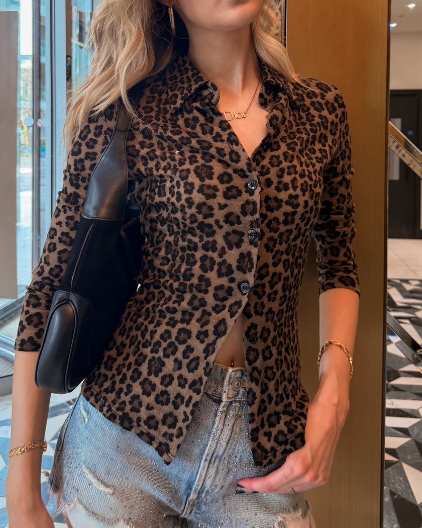 Fendi Cheetah Print Button Up Shirt (XS / S)