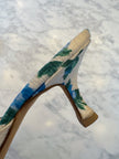Manolo Blahnik Blue Floral Kitten Heel Mules (37.5)