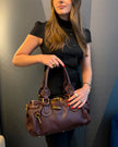 Chloé Paddington Chocolate Brown Bordeaux Leather Handbag with Padlock and Key