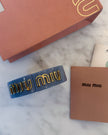 Miu Miu Blue Bangle with Gold Logo
