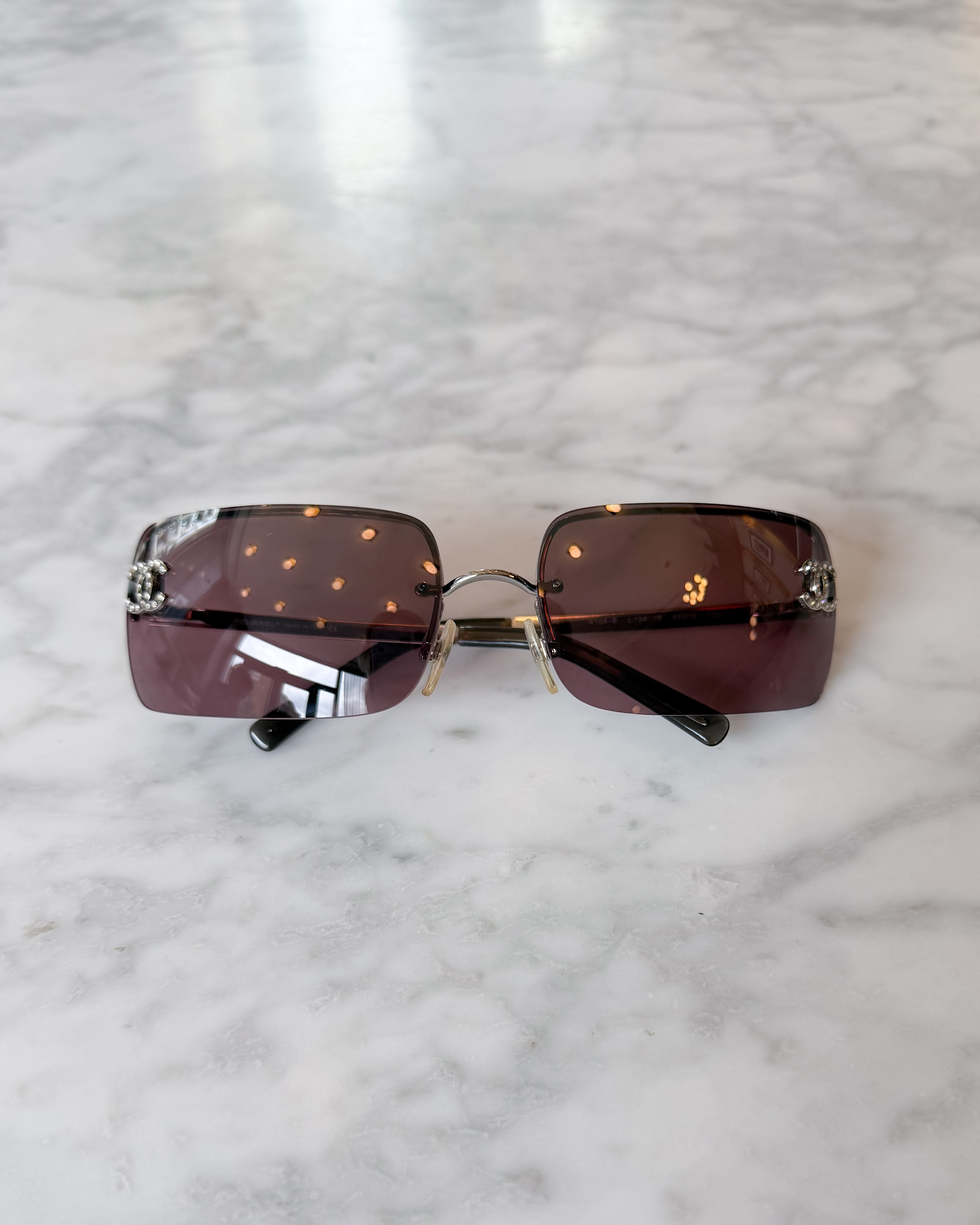 Chanel Rimless Crystal Embellished Pink Sunglasses