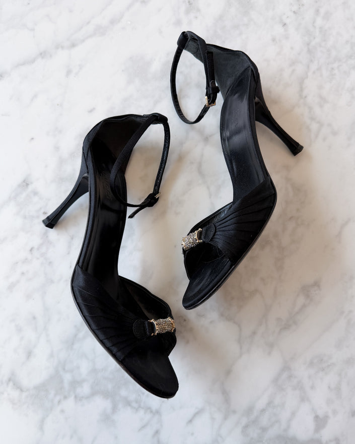 Gucci Crystal Satin Evening Sandals (38)