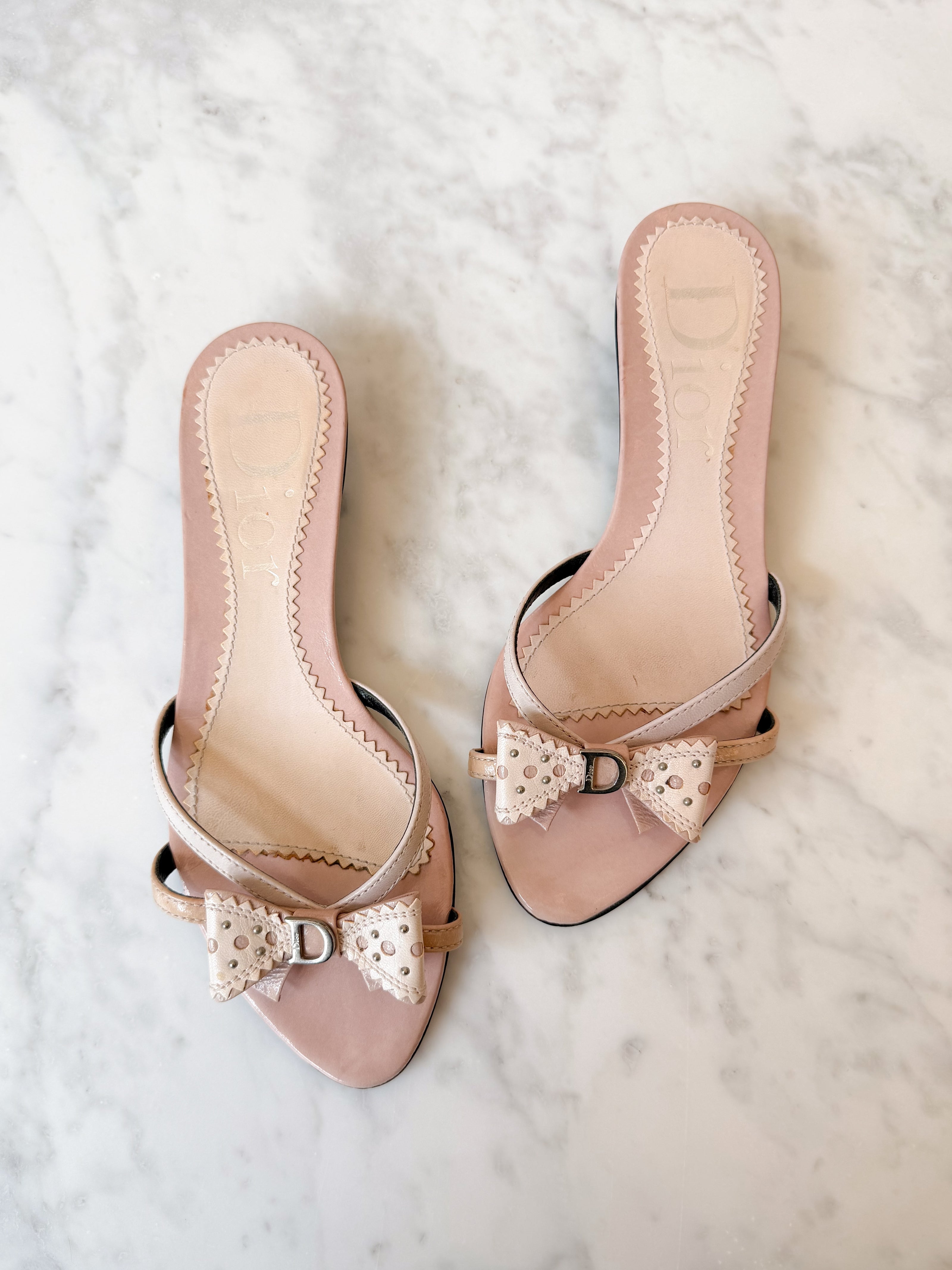 Dior John Galliano Era Baby Pink Kitten Heel Sandals (35.5)