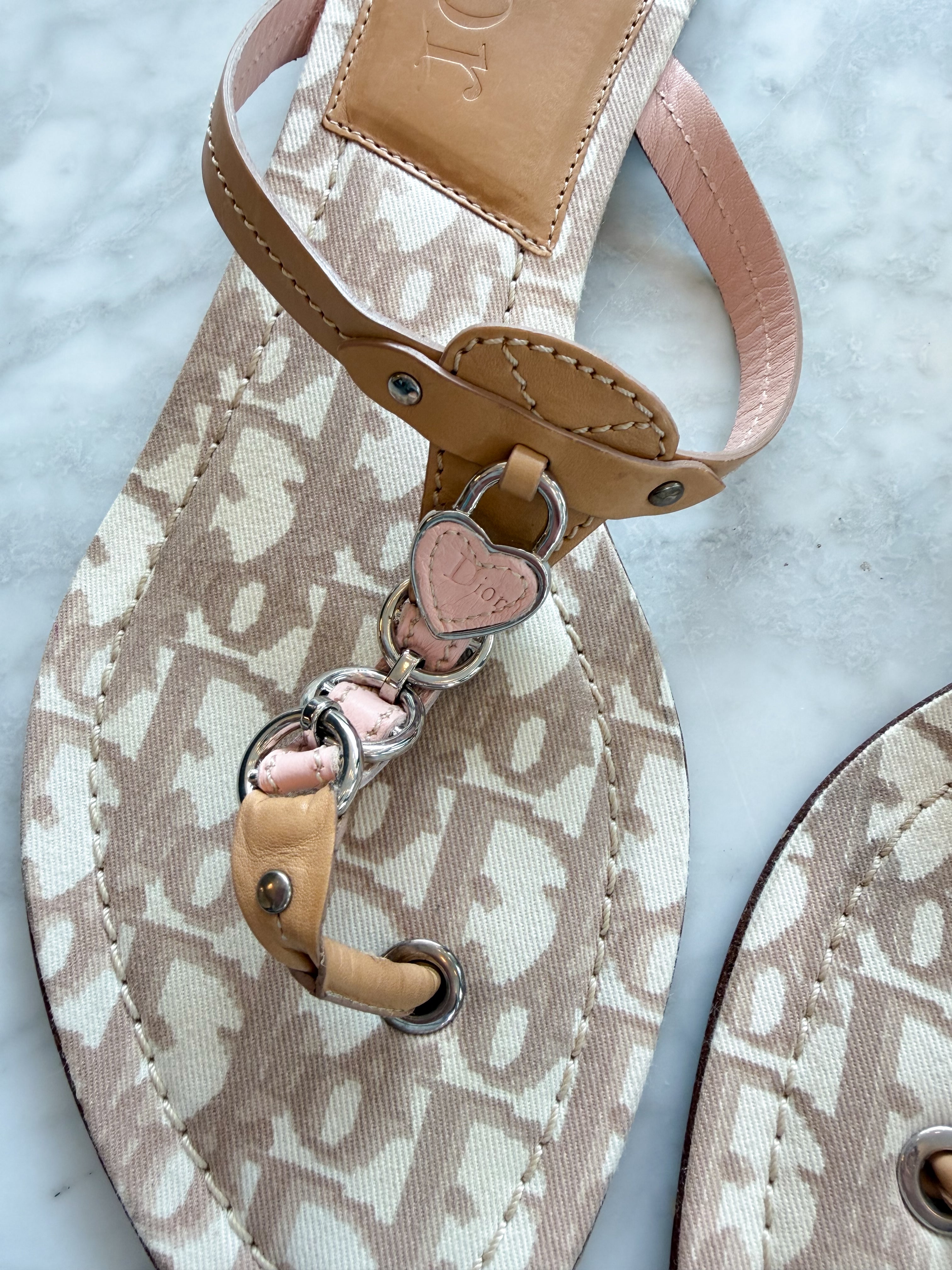 Dior John Galliano Era Monogram Sandals with Hearts (39.5)