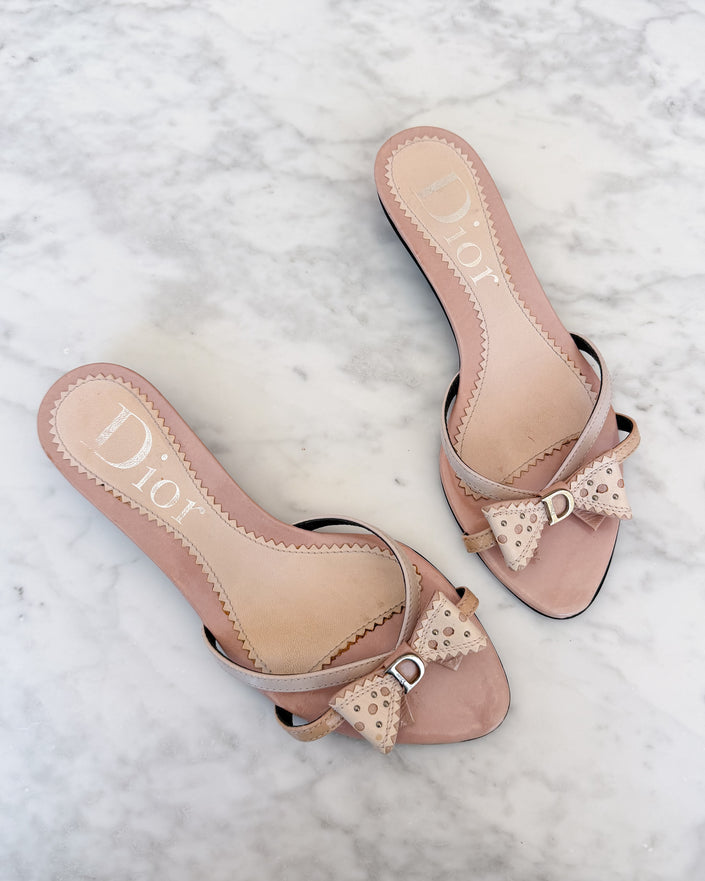 Dior John Galliano Era Baby Pink Kitten Heel Sandals (35.5)