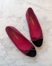 Chanel Burgundy Tweed with Silver Thread & Black Velvet CC Ballet Flats (36.5)
