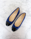 Chanel Electric Blue CC Cap Toe Ballet Flats (37.5)