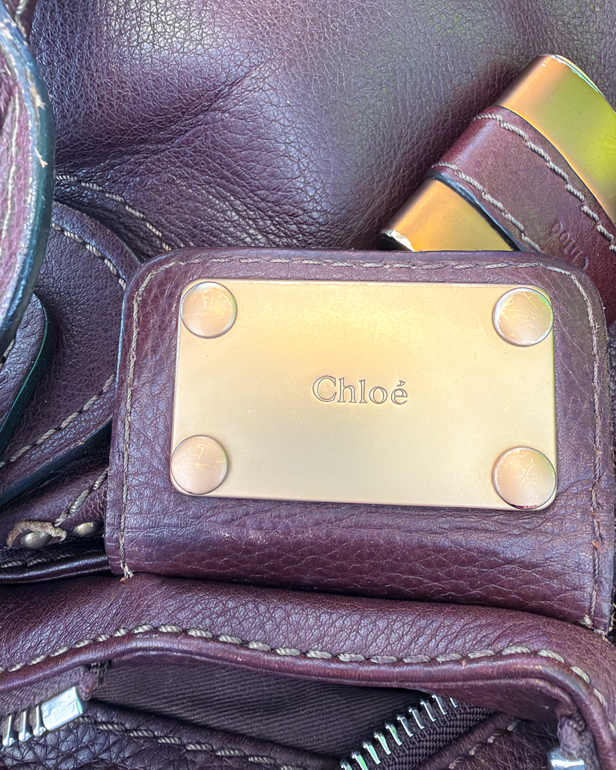 Chloé Paddington Chocolate Brown Bordeaux Leather Handbag with Padlock and Key