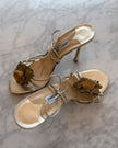 Jimmy Choo Gold Rose Floral Lace-Up Heels (42)