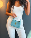 UNWORN Gucci Jackie 1961 Turquoise Aqua Leather Shoulder Bag with Gold Hardware & Additional Strap