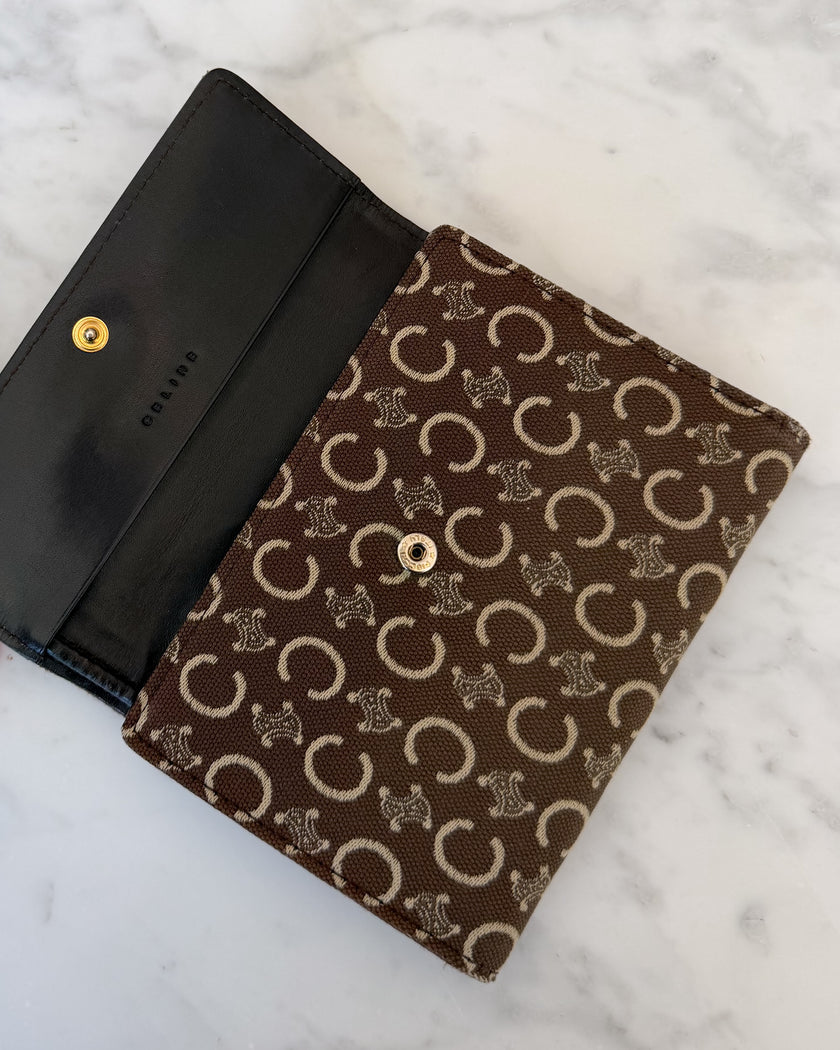 Celine Brown Macadam Monogram Trifold Wallet (Unused)