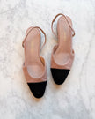 Chanel Pink Tweed & Black Cap-Toe Slingback Flats (38)