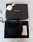 2024 Chanel Black Velvet Crystal CC Half Moon Bag