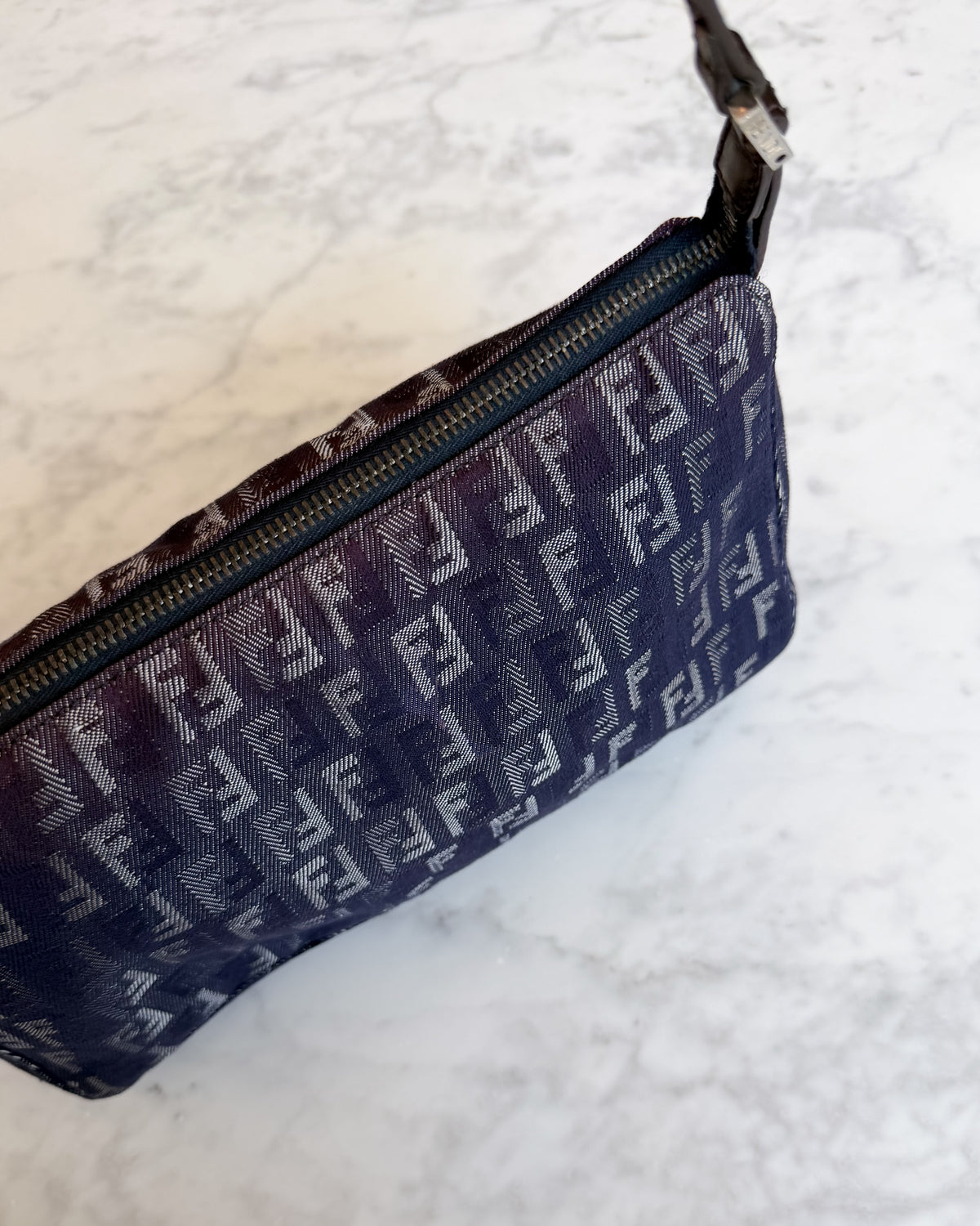 Fendi Denim Zucchino Handbag in Navy Blue