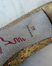 René Caovilla Gold Embellished Kitten Heels with Bows (40)