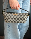 Gucci Boat Monogram Handbag with Black Handle