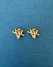 Yves Saint Laurent Vintage Gold-Tone Logo Heart Clip-On Earrings with White Crystals