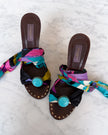 Emilio Pucci Multicolour Print Bow Wedge Sandals (38)