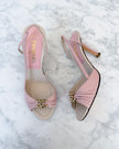 UNWORN Chanel Blush Pink Pearl CC Logo Slingback Heels (36.5) - VERY RARE