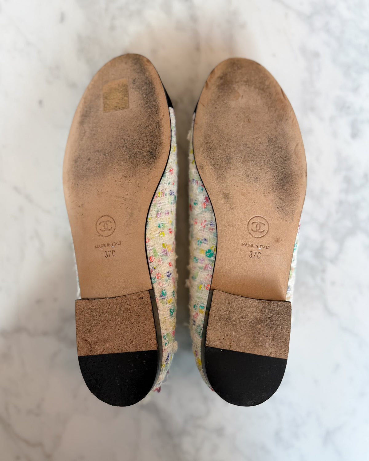 Chanel Birthday Cake Multicolour Sequinned Tweed Ballet Flats (37)