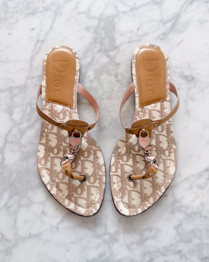 Dior John Galliano Era Monogram Sandals with Hearts (39.5)
