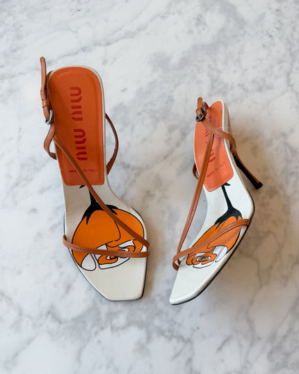 Miu Miu Orange Rose Sandals (38)