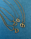 Vintage Christian Dior Gold-Tone CD Logo Pendant Necklace with Crystals