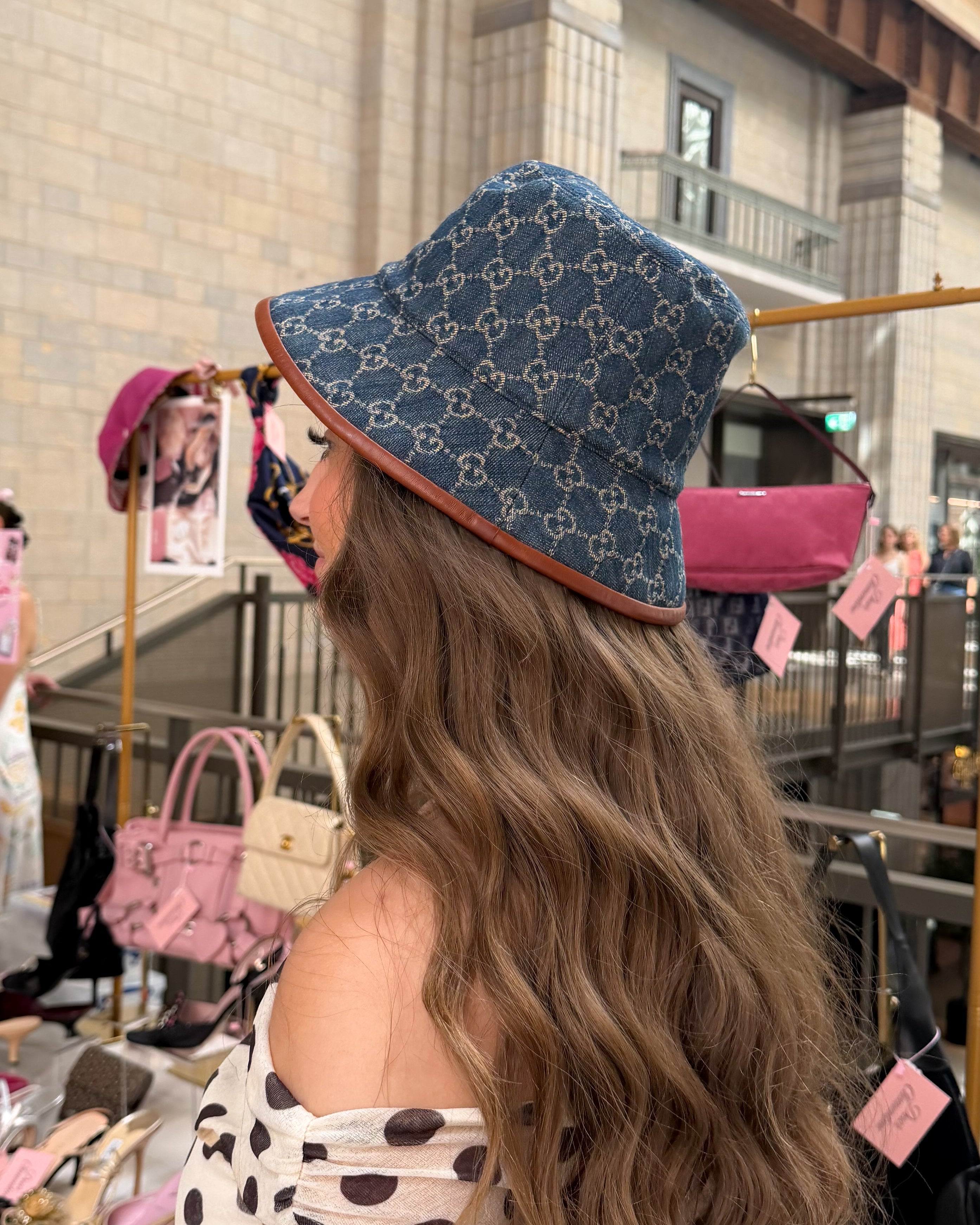 Gucci Denim Monogram Bucket Hat (M)