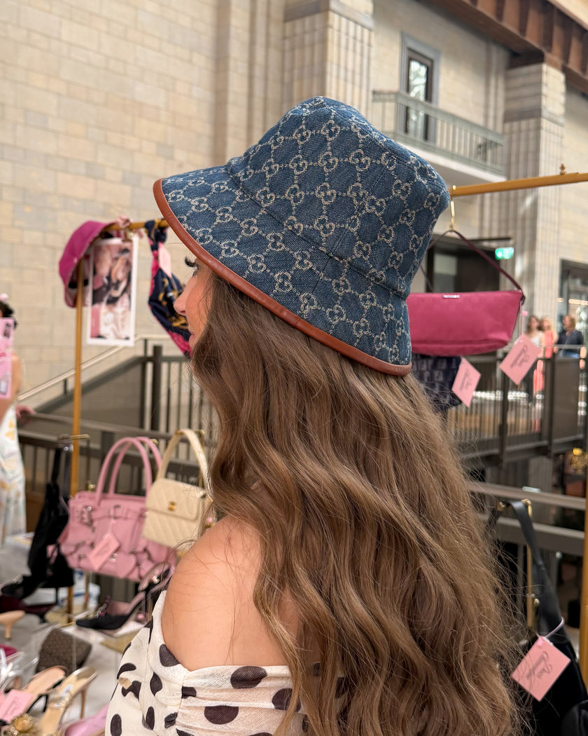 Gucci Denim Monogram Bucket Hat (M)