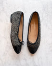 Chanel Black & White Woven Tweed Ballet Flats (37.5)